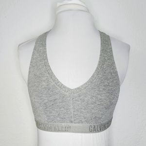 Calvin Klein Underwear Gray Unlined Bralette Sz S Cut Out Back w Logo Band